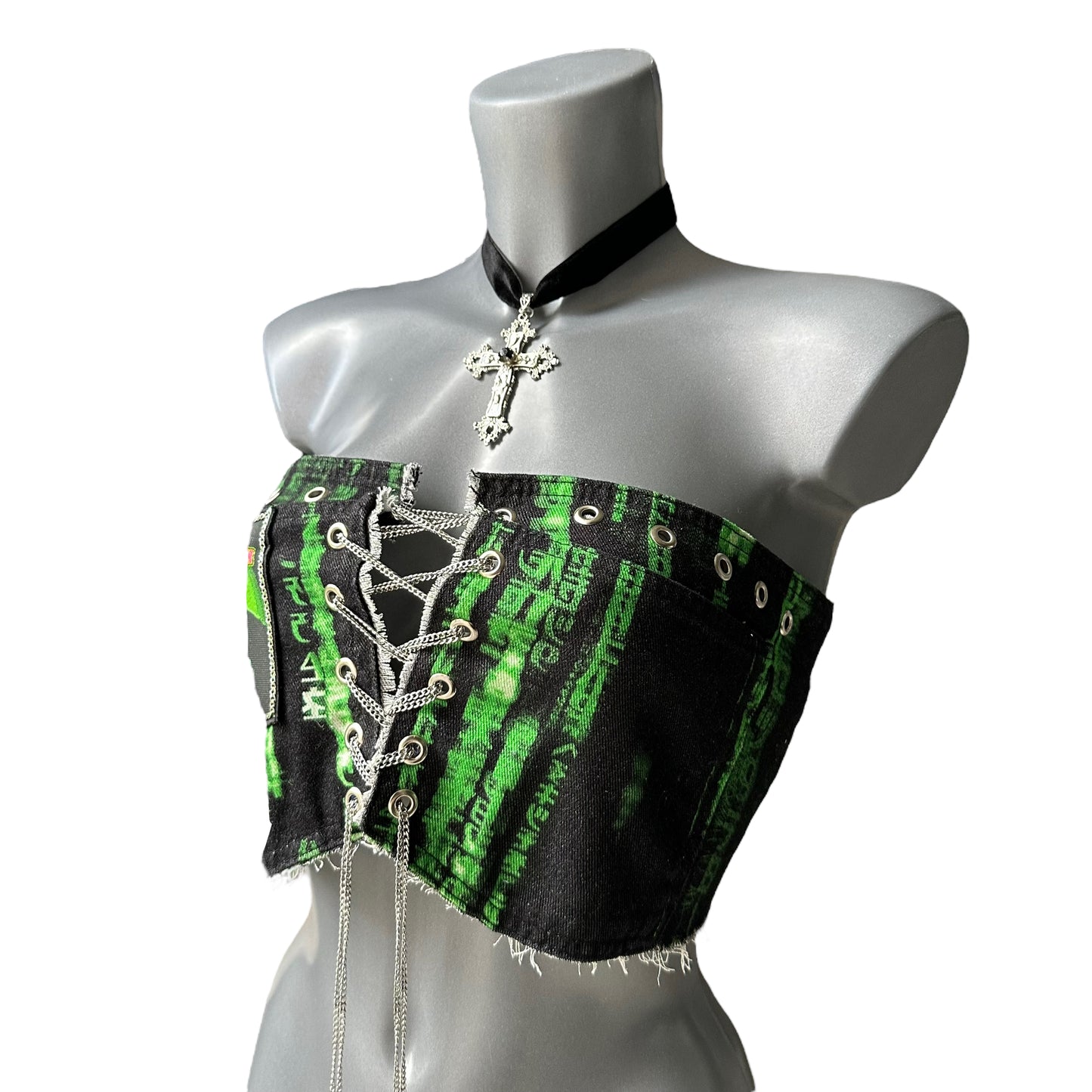 Marilyn Manson Patch Neon Green and Black Handmade Corset Top 6 8 10
