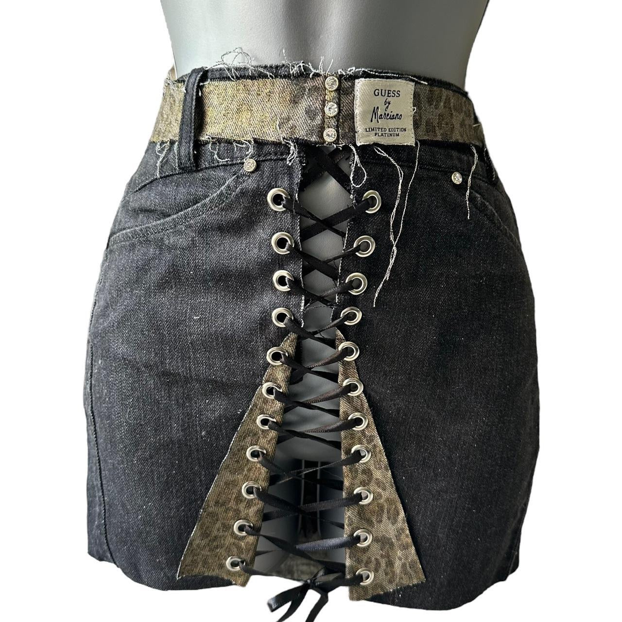 Authentic Guess Jeans Reworked into a Denim Corset Mini Skirt XS 6 8