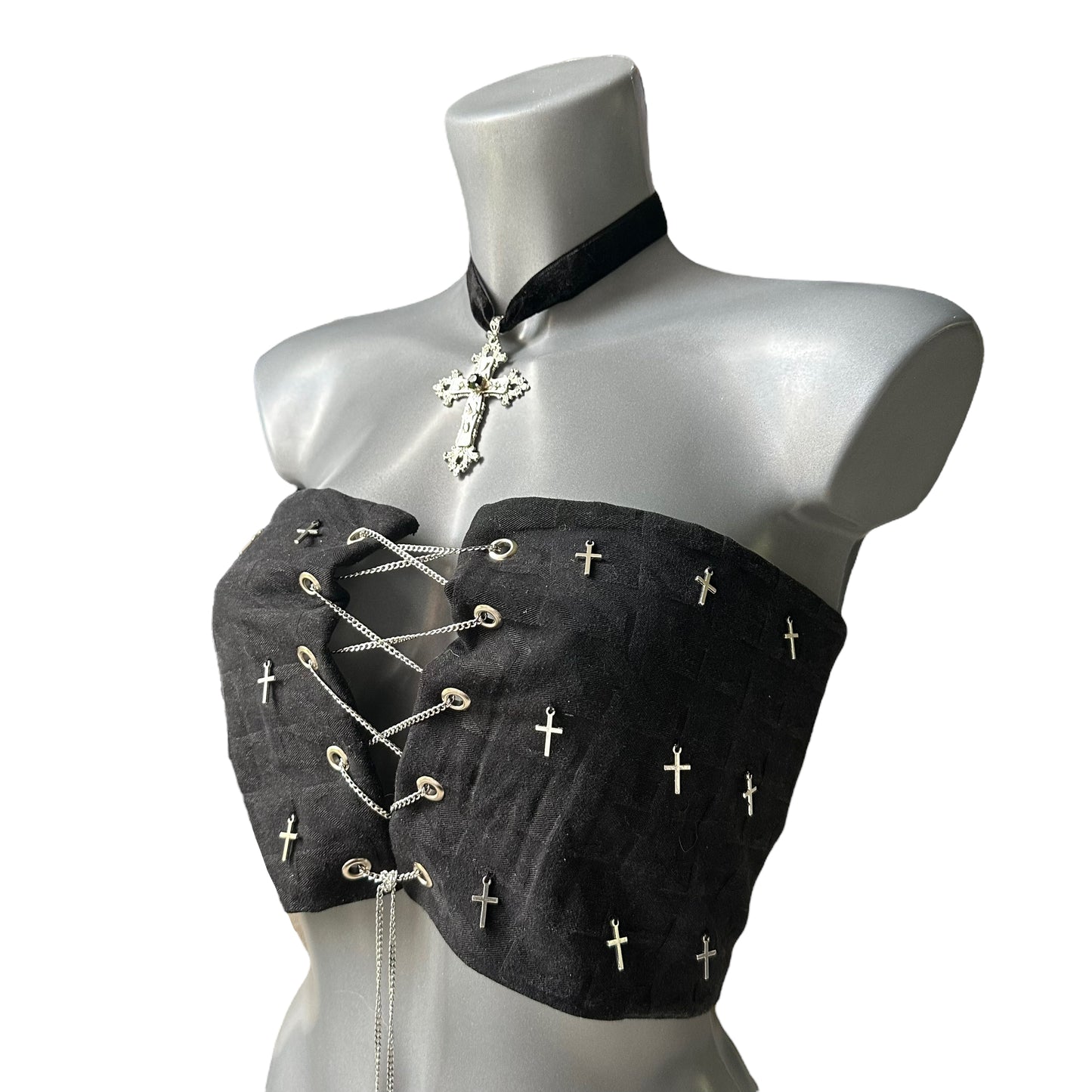 Handmade from Recycled Materials Multi Cross Corset