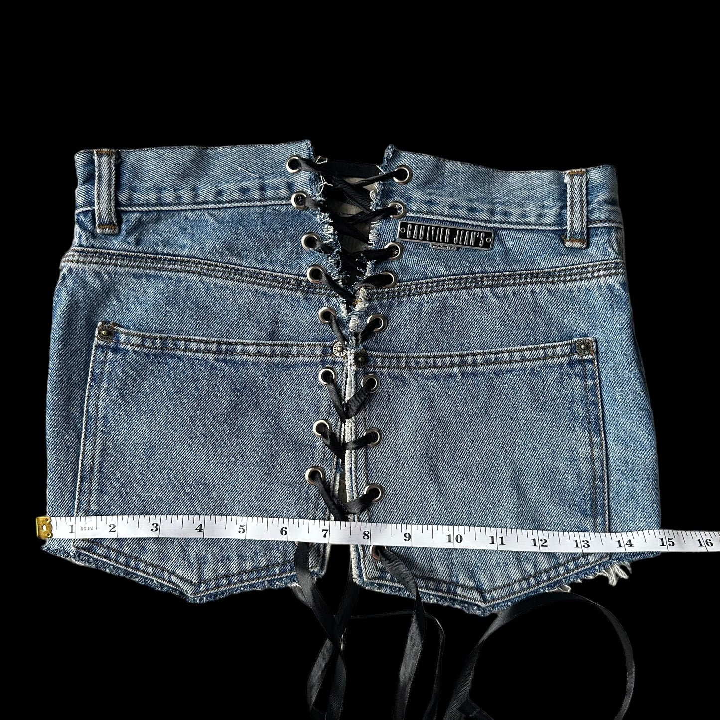 Authentic Jean Paul Gaultier Jeans Reworked into a Denim Corset Top Medium 10 12 14