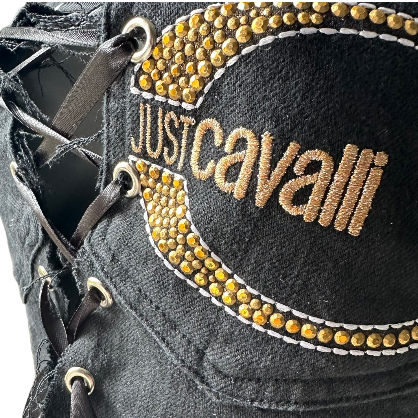 Authentic Cavalli Jeans Reworked into a Black Denim Corset Top 6 8