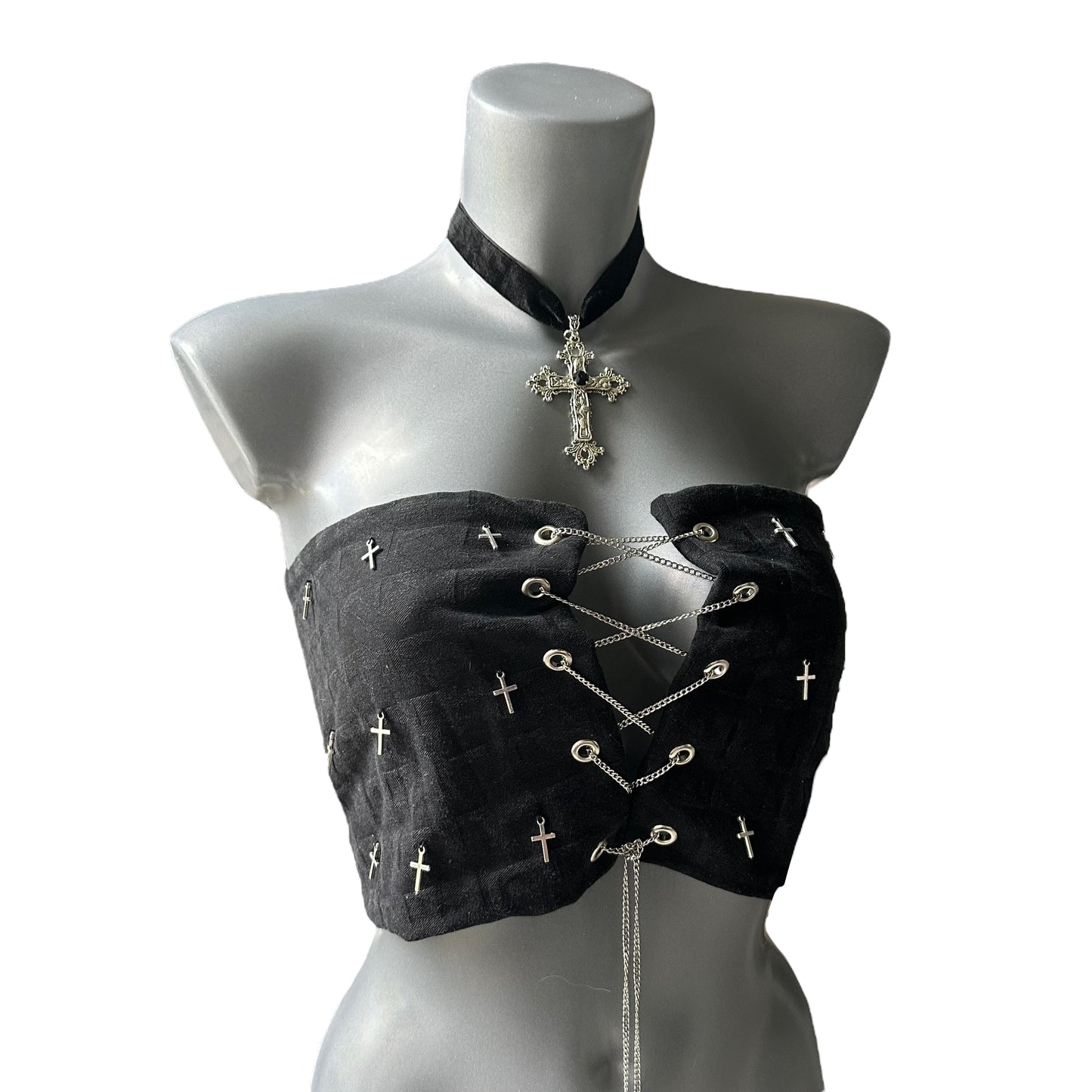 Handmade from Recycled Materials Multi Cross Corset