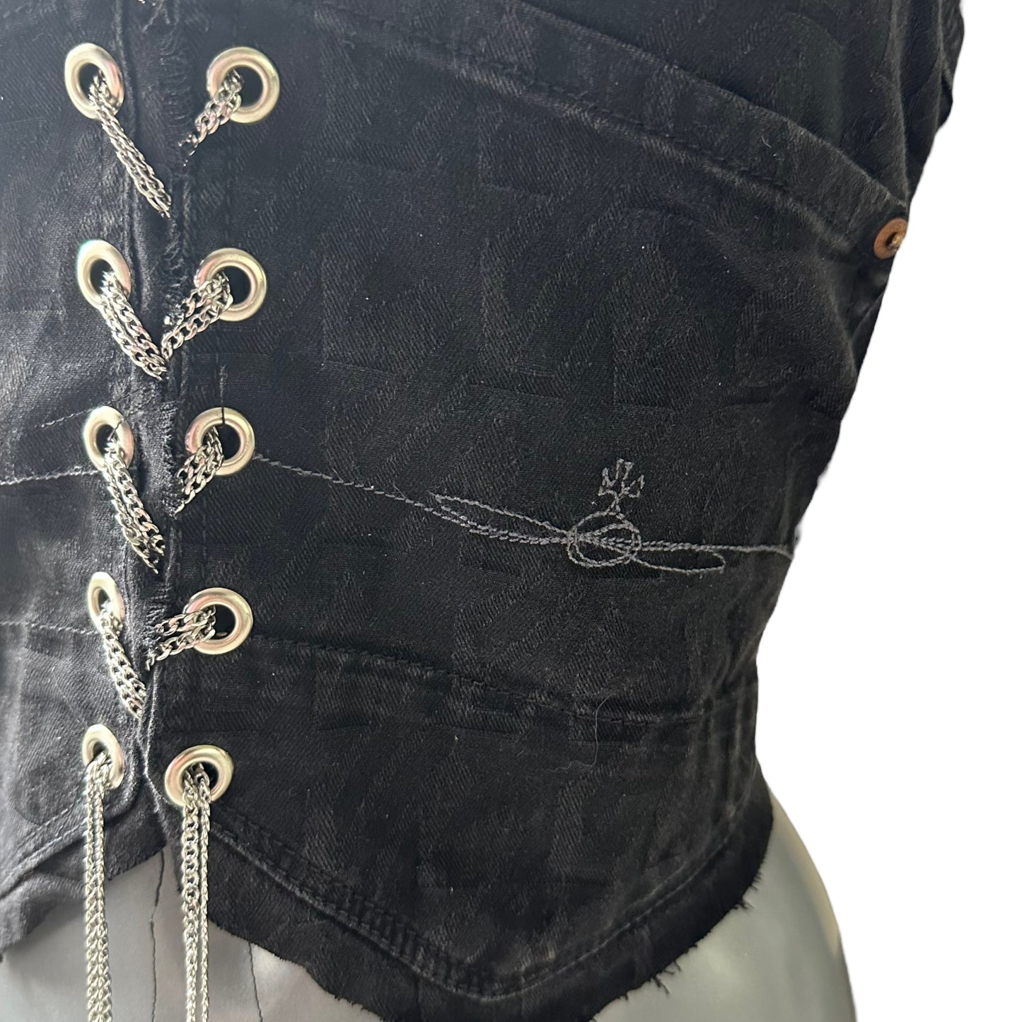 Authentic Vivienne Westwood Jeans Reworked Black Denim Corset Top 8 10 12